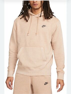 Nike 2 Piece Set Hoodie Joggers Mens Small Beige Speckled Fleece Set